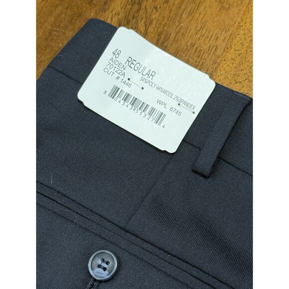 New JEAN-PAUL GERMAIN Wool Blend AIDEN Navy Blue Dress Pants Size 48 Flat Front - Picture 2 of 3
